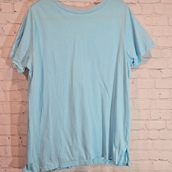 Woman Within Light Blue V Neck T Shirt Size 18/20 - Picture 6 of 8